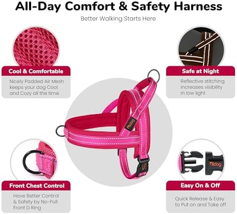 Didog No Pull Dog Harness for Small Dogs, Breathable Mesh Padded, Hot Pink - Image 6