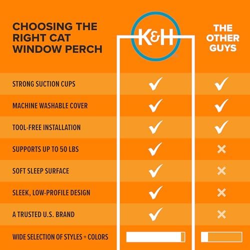 K&H Cat Window Perch, EZ Mount Double Cat Window Hammock, Holds 50 lbs - Image 5