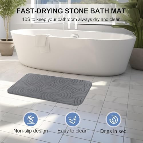 2 Pack Stone Bath Mat Diatomaceous Earth Shower Mat Non-Slip Super Absorbent - Image 3