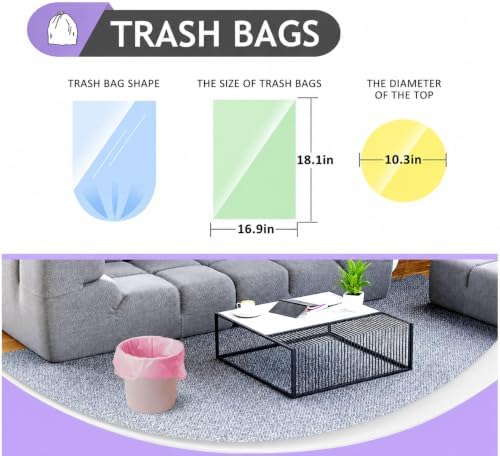 Teivio Small Colorful Clear Trash Bags 3 Gallon 300 Count Garbage Bags - Image 2