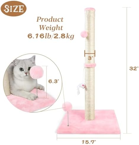 ANWA 32" Tall Sisal Cat Scratching Posts Tree - Image 2