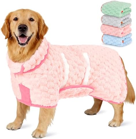 Glittme Dog Bathrobe, Super Absorbent Fleece Drying Robe by Glittme