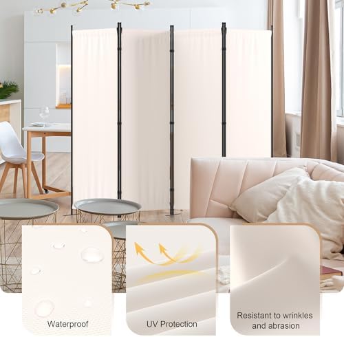 Room Divider, 4 Panel Folding Screen, 88” Portable Separating 3 Feet - Image 3