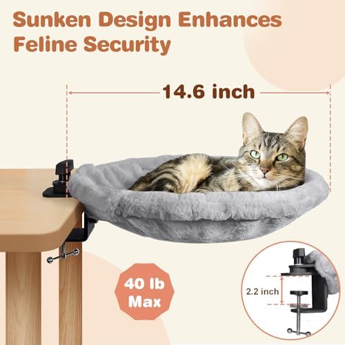 Cat Desk Bed with 2 Covers, Clamp-On Cat Hammock - Image 3