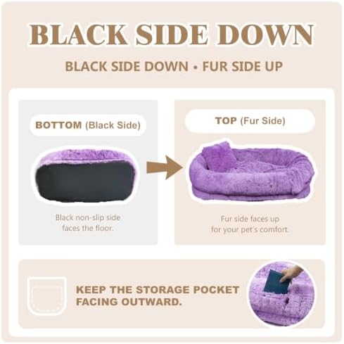 Human Dog Bed, Washable Faux Fur Pet Bed - Image 4