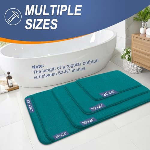 OLANLY Thick Memory Foam Bathroom Rugs 36x24, Absorbent Bath Mat, Deep Lake - Image 5