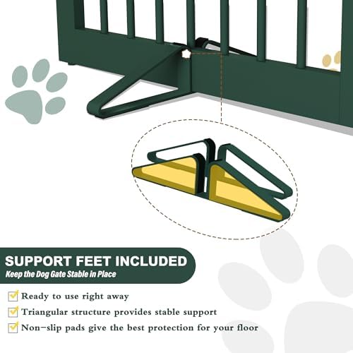 PUPETPO Freestanding Pet Gate for Dogs, Foldable Wooden Dog Gate for House - Image 3