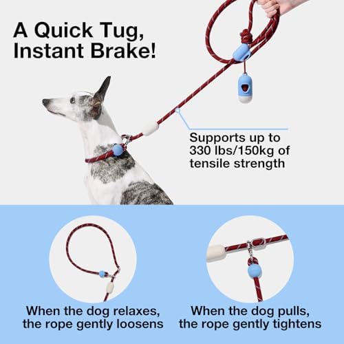 VETRESKA Hands-Free Dog Leash, 8FT Dark Red Leash - Image 3