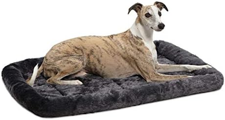 MidWest Homes for Pets QuietTime Dog Bed – Gray Faux Fur Bolster, Ultra-Soft by MidWestHomesForPets