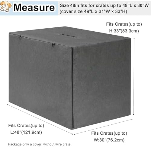 HiCaptain 48-Inch Dog Crate Cover, Waterproof Kennel Cover, Minimalist Gray - Image 6