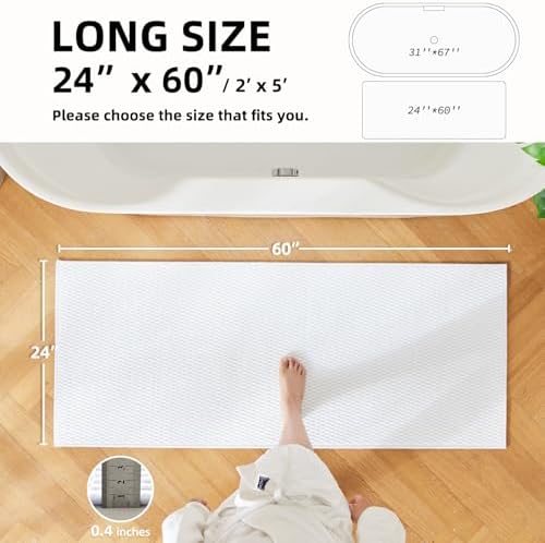 TYUU Bathroom Runner Rug, Long Bath Mat Washable Thin Quick Dry Low Pile - Image 2