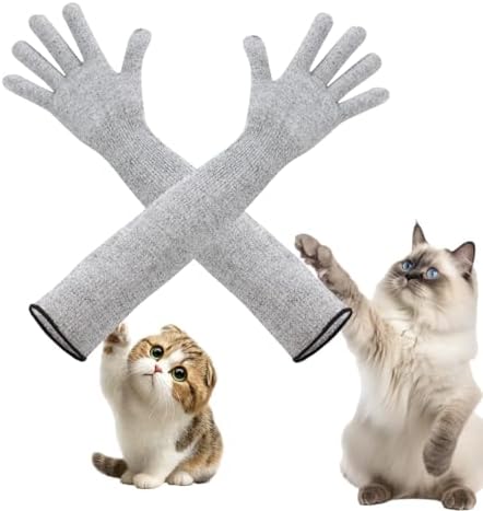 Pet Handling Gloves – 16" Extra-Long Cat Grooming Arm Sleeves, Anti-Scratch & by HAISENGO