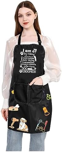 JXGZSO Dog Groomer Gifts Dog Groomer Apron Pet Grooming Apron Dog Hairdresser - Image 4