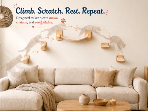 Cat Wall Shelves 6-in-1 Wall Mounted Cat Furniture - Image 3