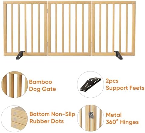 Dog Gates for Doorways Stairs, Foldable Freestanding Pet Gate, Dog Fences Indoor - Image 5