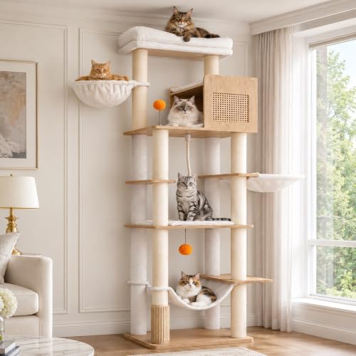 Hey-brother Wooden Cat Tree Tower by Hey-brother