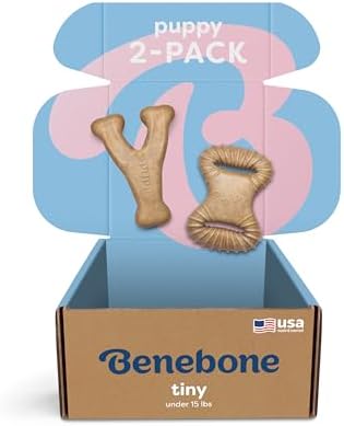 Benebone Puppy 2-Pack Dental/Wishbone Dog Chew Toys, Real Chicken by Benebone