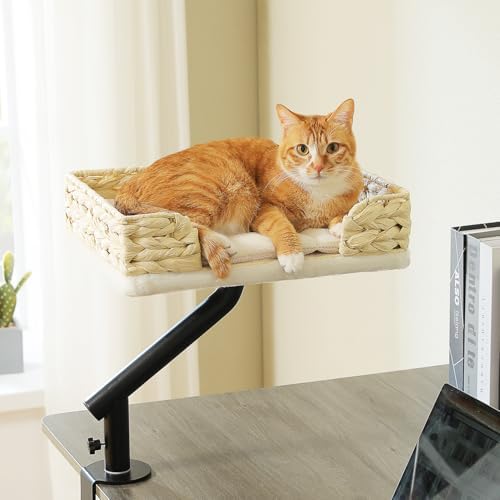 PAWZ Road Cat Desk Bed for Indoor Cats, Wicker Cat Bed for Desk Supports Up to - Image 2