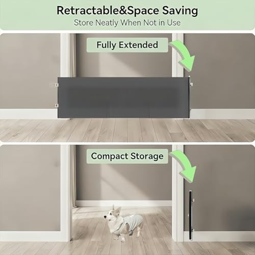 17 Inch Retractable Step‑Over Dog Gate, Adhesive Mount Pet Barrier - Image 4