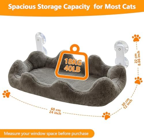 Homegroove Cat Window Perch, 24 x 12 Inch Foldable Cat Hammock - Image 2