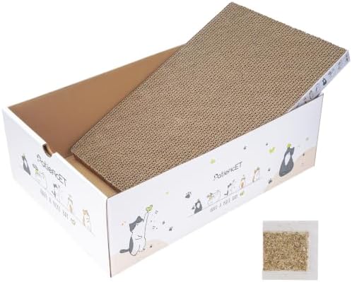 PatiencET Cat Scratch Pad with Box, Corrugated Cardboard Scratcher by patiencET