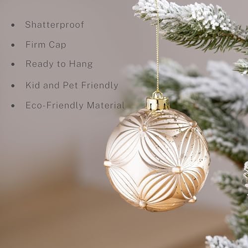 DecobyHannah 60ct White Gold Christmas Ornaments Set for Tree Decorations - Image 4