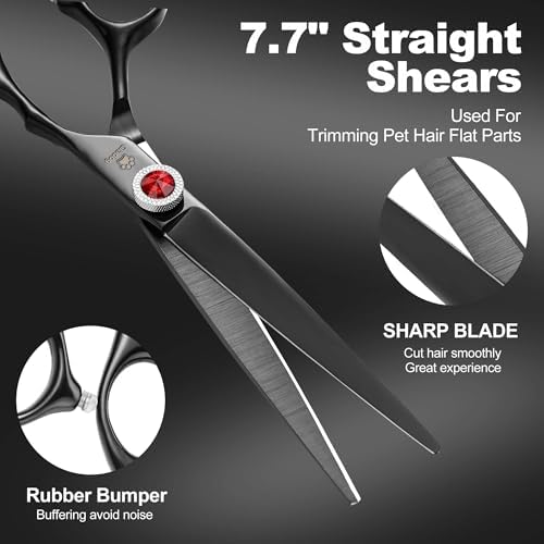 GLADOG 7 Inch Professional Dog Grooming Scissors Kit, 5-in-1 Titanium Coated - Image 4