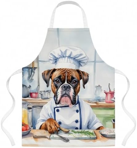 Caroline's Treasures Boxer The Chef Apron Cooking Kitchen Server Baking Crafts by CarolinesTreasures