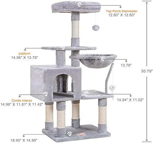 Heybly Cat Tree with Toy, 50.4" Cat Tower condo - Image 3