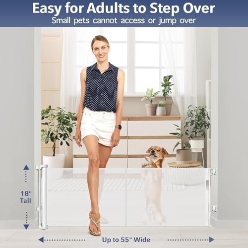 Reinforced 18" Tall 55" Wide Retractable Gate Prevents Crawling Under/White - Image 2