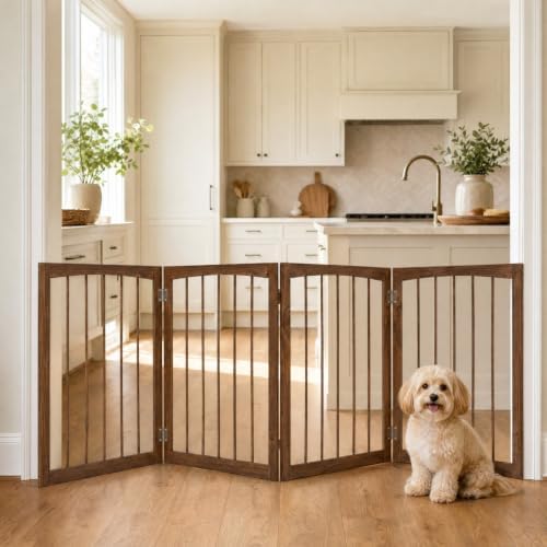 Giantex 4-Panel Freestanding Foldable Dog Gate - Image 2