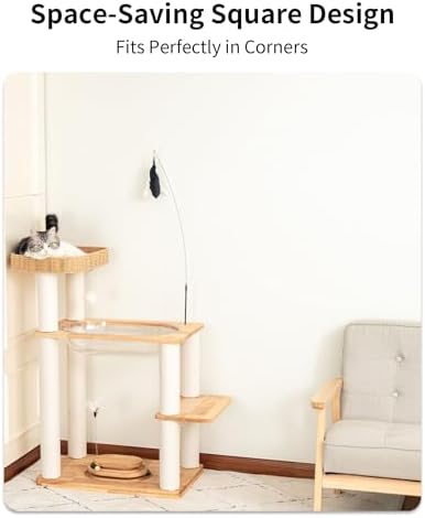 Wood Cat Tree for Large Cats, Modern Cat Tree Tower - Image 3