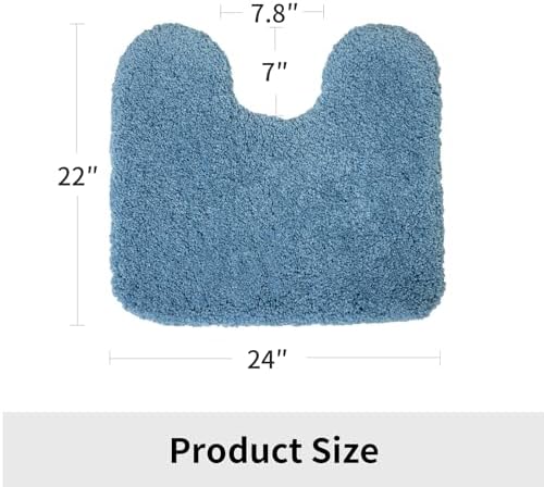 Disolla Toilet Rug 22x24 Blue, Soft Toilet Mat U-Shaped Washable - Image 2