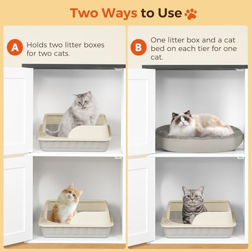 MAHANCRIS Litter Box Enclosure for 2 Cats, Hidden Litter Box Furniture - Image 4