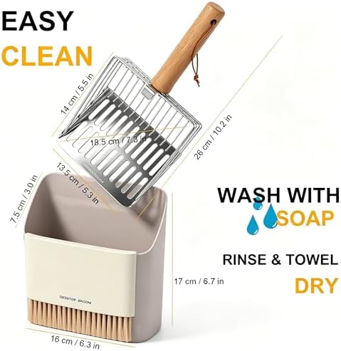 Cat Litter Scoop with Holder, Heavy Duty Stainless Steel Kitty Scooper - Image 2