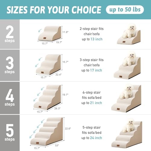 COZY KISS Dog Stair for Small Dog 11.8" H, 2 Step Pet Ramp for Chair - Image 2