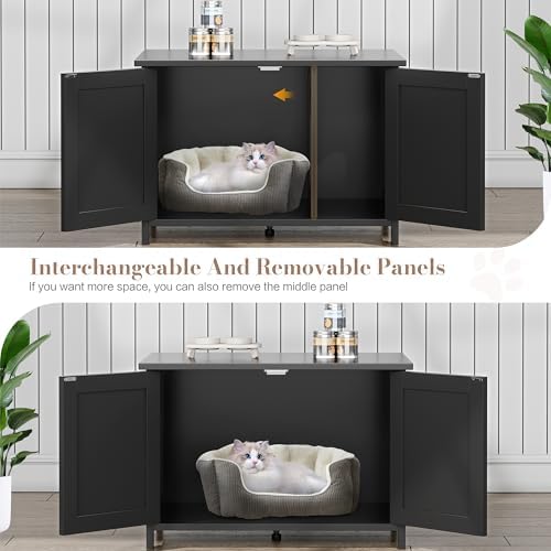JY QAQA Cat Litter Box Enclosure, Litter Box Furniture Hidden - Image 3