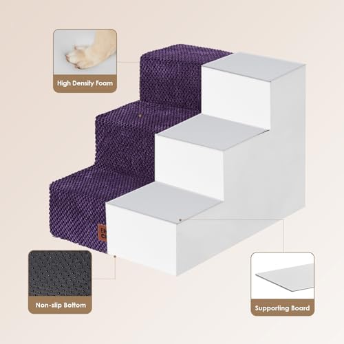 EHEYCIGA Dog Stairs for Small Dogs 13.5" H, 3-Step Dog Steps - Image 3