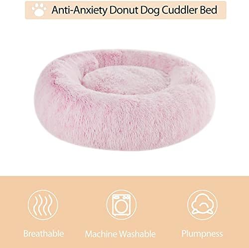 WNPETHOME Medium Pink Round Calming Dog Bed Cat Bed - Image 3
