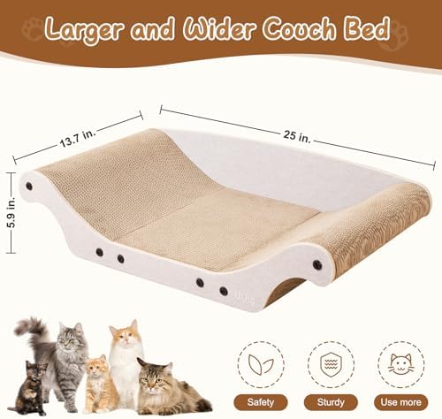 Cat Scratcher Bed 25" Large Cardboard Cat Scratcher Couch - Image 5