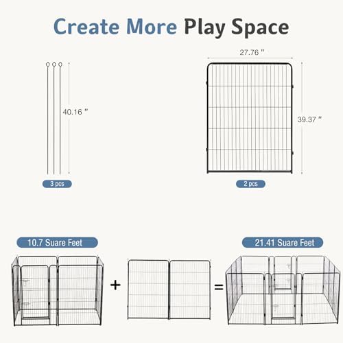 DUMOS Dog Playpen 40 Inch 2 Panels Indoor Outdoor Metal Pet Fence - Image 5