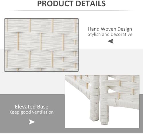 HOMCOM Room Divider 6 Panel Freestanding 6FT Tall Privacy Screen White - Image 5