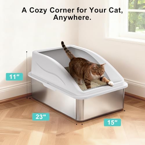 Stainless Steel Litter Box | XL Enclosed Cat Litter Boxes - Image 6