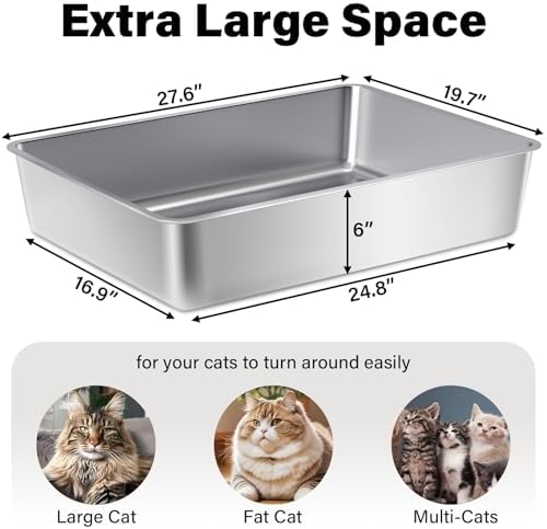Stainless Steel Litter Box Extra Large, XXXL Metal Litter Boxes - Image 2
