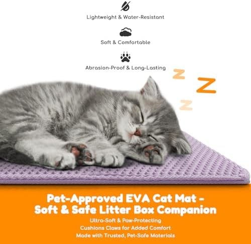Cat Litter Mat 35"x24", Double Layer EVA Litterbox Mat Purple - Image 5