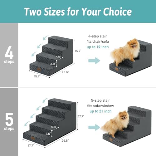 COZY KISS Dog Stairs for Small Dogs, 5 Step Pet Stairs for Beds & Couches - Image 3