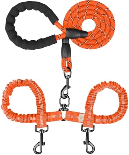 MingXpets Double Dog Leash, 360° Swivel Tangle Free Bungee Walking Training by MingXpets