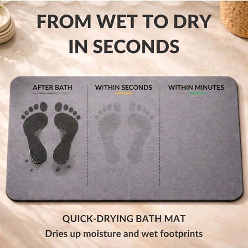 Stone Bath Mat – Diatomaceous Earth Quick Drying Non-Slip Bathroom Mat – - Image 6