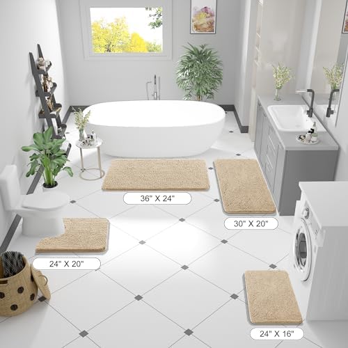 OLANLY Large Bathroom Rugs 59x35, Extra Soft Absorbent Chenille Bath Rugs - Image 2