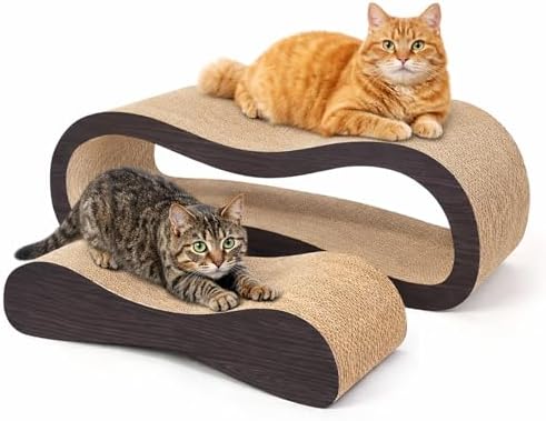 2 in 1 Cat Scratcher Cardboard Lounge Bed, Cat Scratching Post, Durable Board by SimpleDeluxe